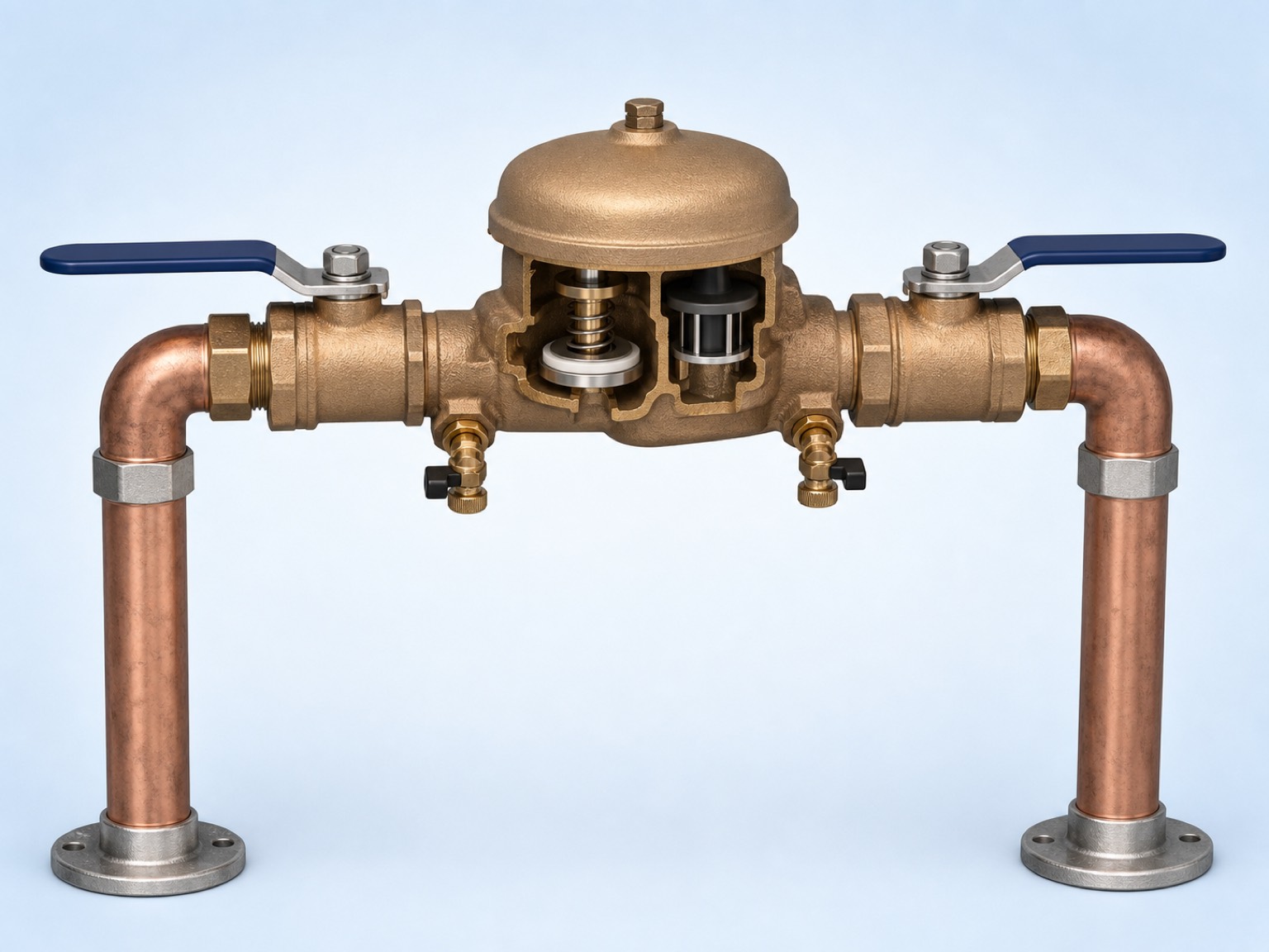 Pressure vacuum breaker cutaway showing the check and atmospheric inlet